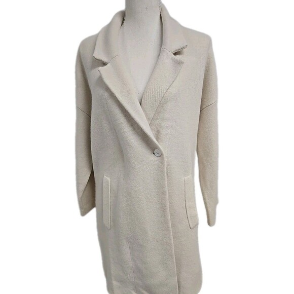 The Cashmere Project 100% Cashmere Cardigan Sweater Pockets Cream Women’s Size M - Picture 4 of 9